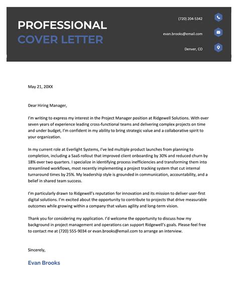 Cover Letter Example Good