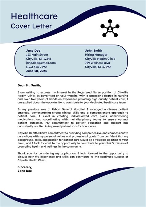 Cover Letter Example Healthcare
