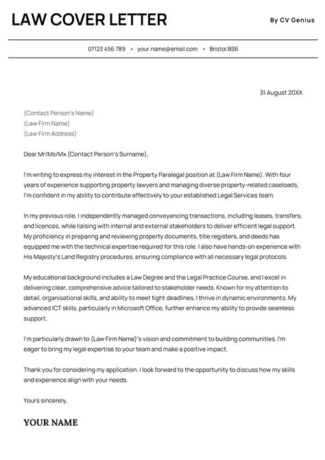 Cover Letter Example Law