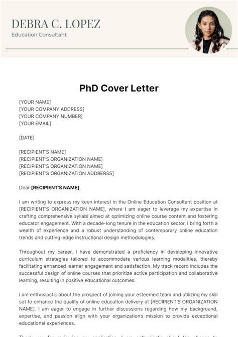 Cover Letter Example Phd