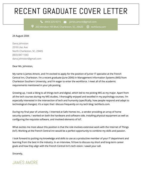 Cover Letter Example Recent Graduate