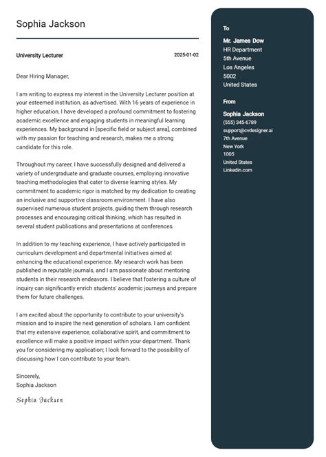 Cover Letter Example University