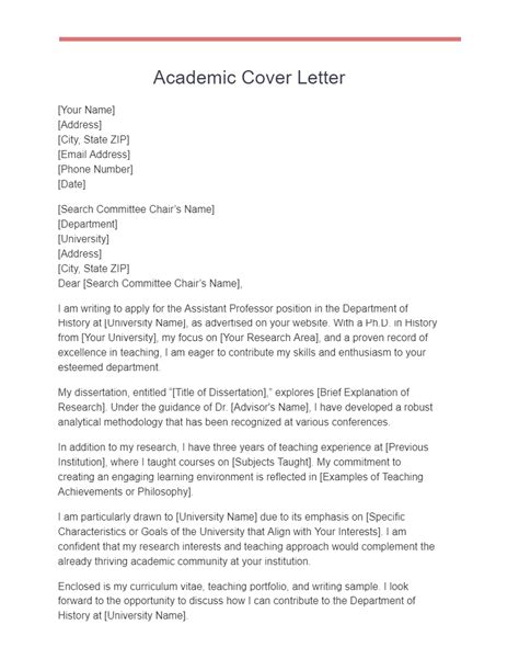 Cover Letter Examples Academic
