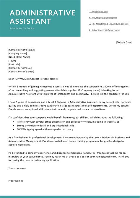Cover Letter Examples Admin