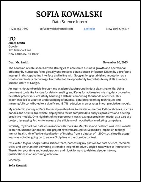 Cover Letter Examples Data Science