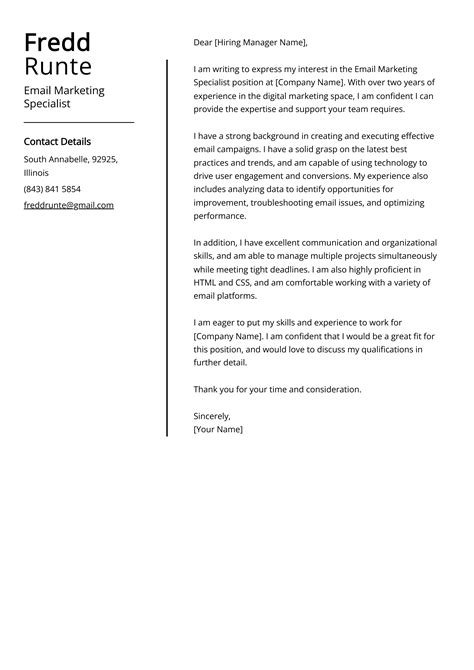 Cover Letter Examples Email