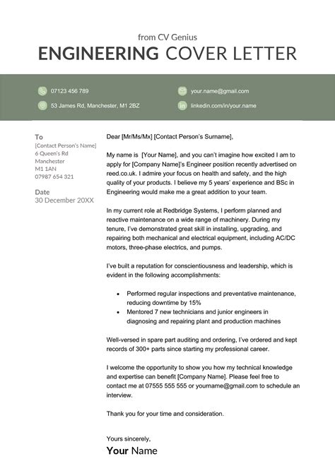 Cover Letter Examples For Engineering Jobs