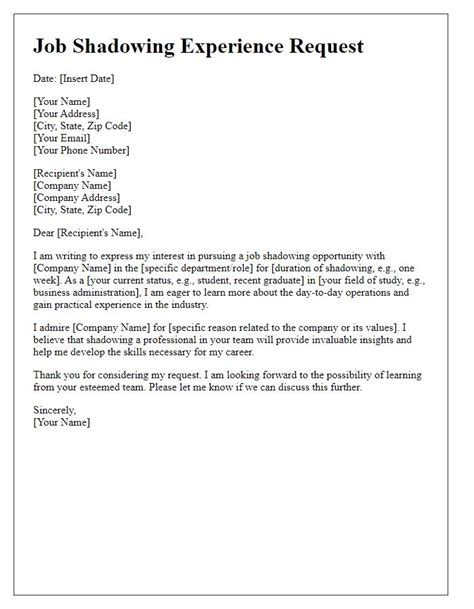 Cover Letter Examples For Job Shadowing