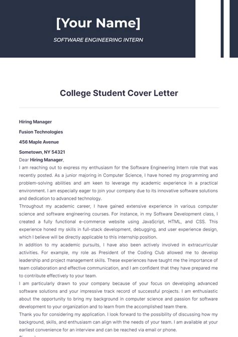 Cover Letter Examples For Students