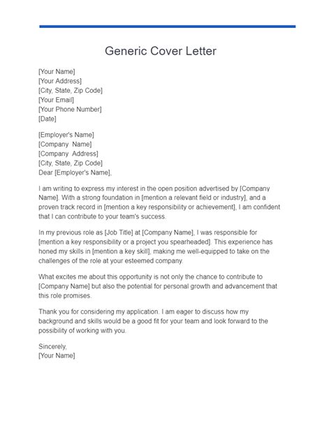 Cover Letter Examples Generic
