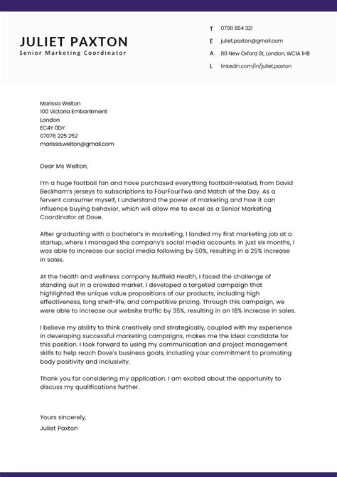 Cover Letter Examples Good
