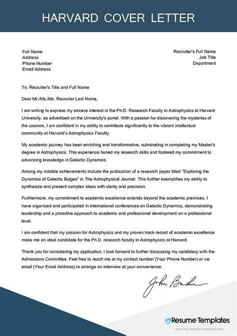 Cover Letter Examples Harvard