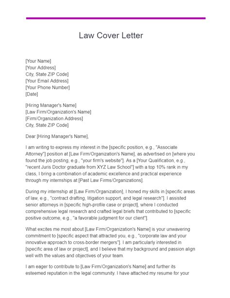 Cover Letter Examples Law