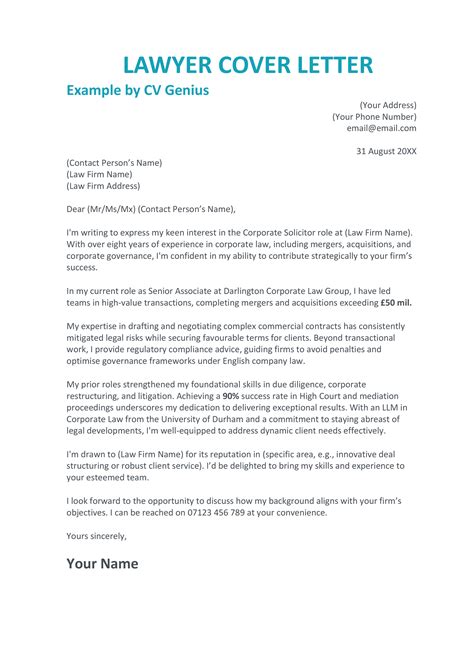 Cover Letter Examples Lawyer