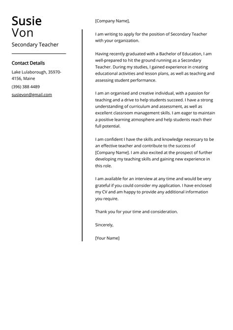 Cover Letter Examples Teacher