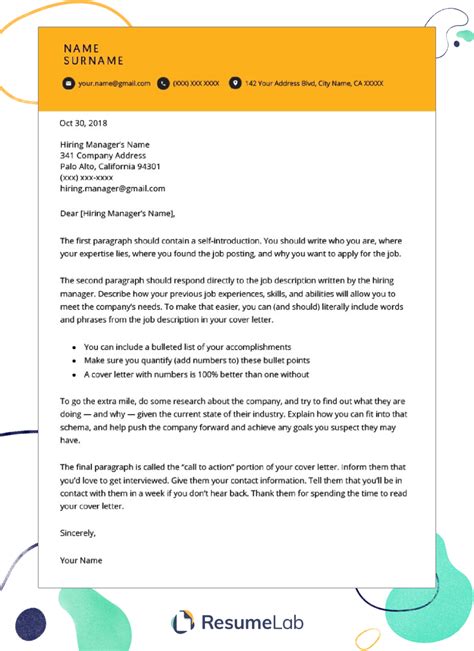 Cover Letter Examples Word Format