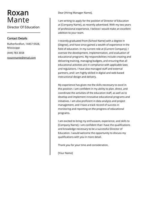 Cover Letter For Education Director Position