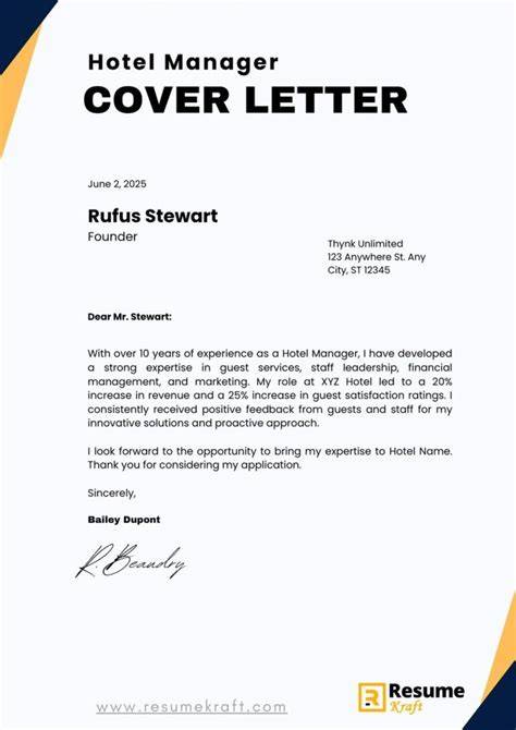 Cover Letter For Hotel Job Example