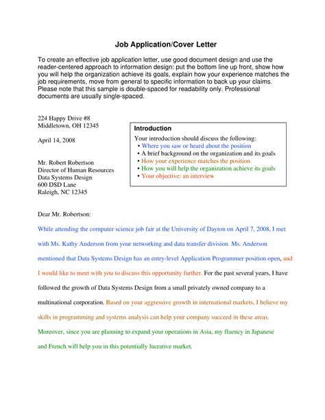 Cover Letter For Job Applications Examples