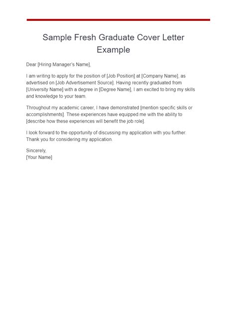 Cover Letter For Job For Fresh Graduate