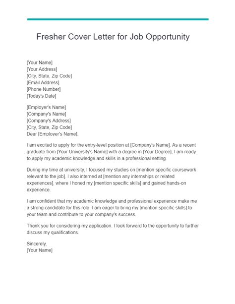 Cover Letter For Job Opportunity