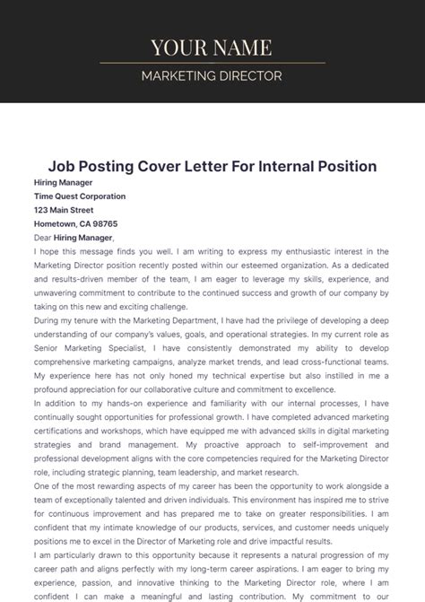 Cover Letter For Job Posting