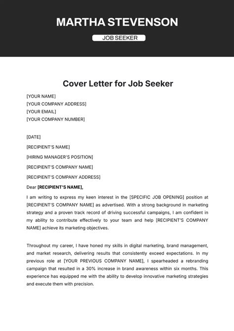 Cover Letter For Job Seeker