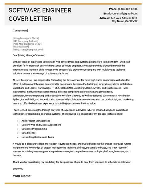 Cover Letter For Job Software Engineer