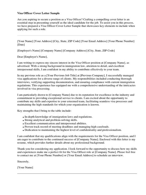 Cover Letter For Job Visa