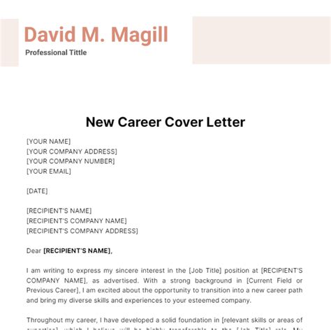 Cover Letter For New Job