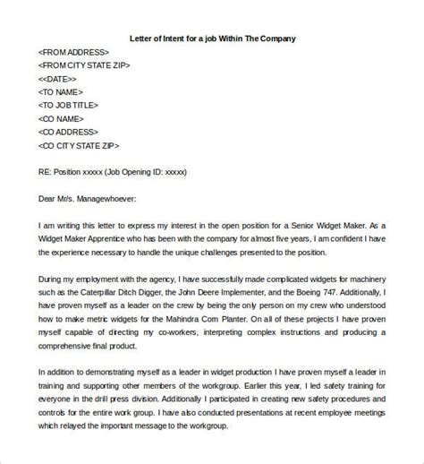 Cover Letter For Position Within Same Company Example