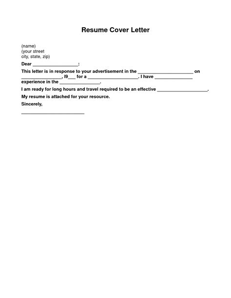 Cover Letter For Resume Basic