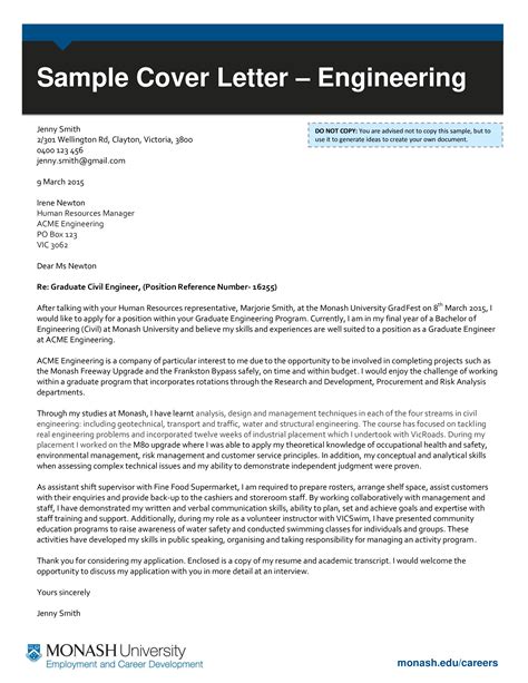 Cover Letter For Resume Engineering Student