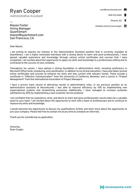 Cover Letter For Resume Example