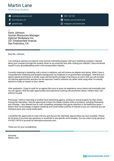 Cover Letter For Resume Examples