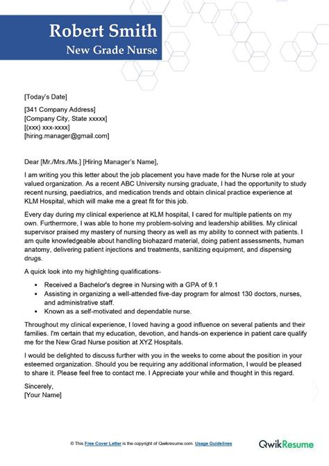 Cover Letter For Resume Nursing New Grad