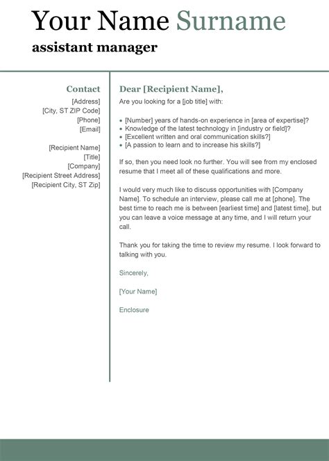 Cover Letter For Resume Template Word