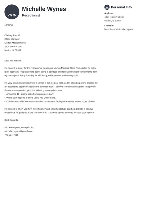 Cover Letter For Resume Without Experience