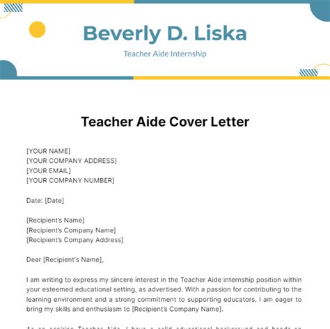 Cover Letter For Teacher Aide