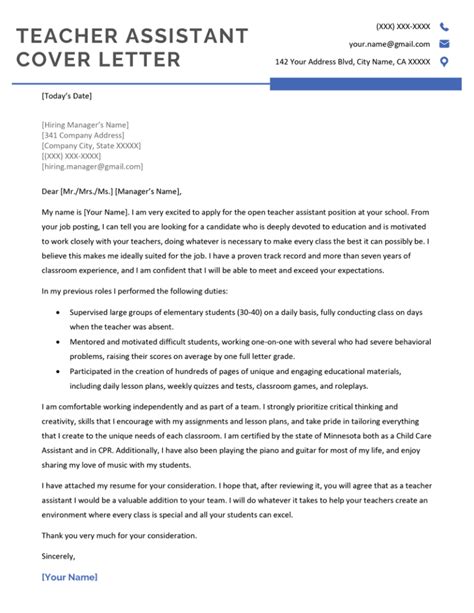 Cover Letter For Teaching With No Experience