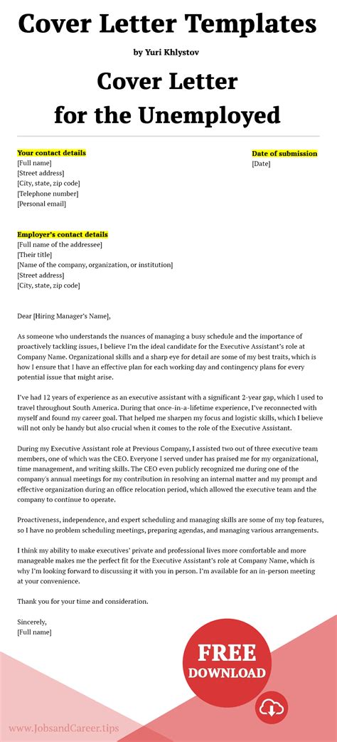 Cover Letter For Unemployed Job Seeker