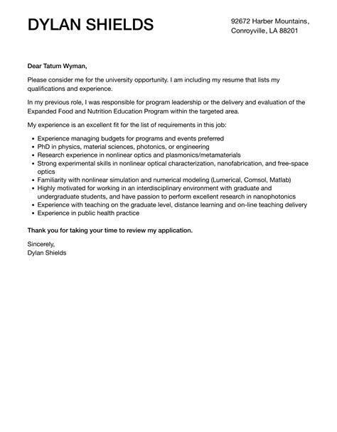 Cover Letter For University Job