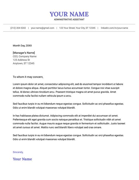 Cover Letter Format Google Doc