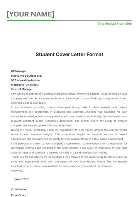 Cover Letter Format Student