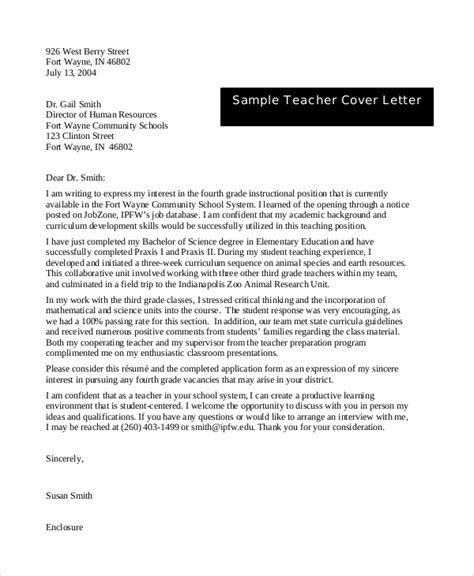 Cover Letter Format Teacher