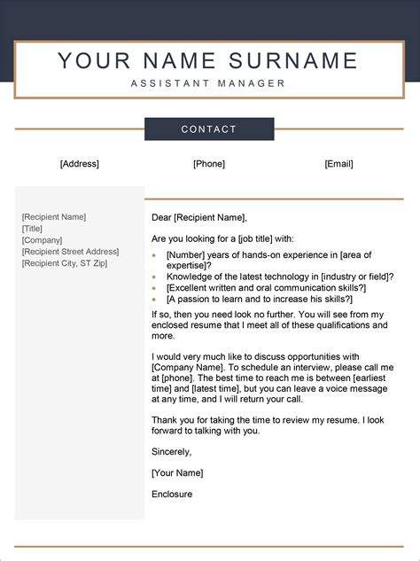 Cover Letter Format Template Download