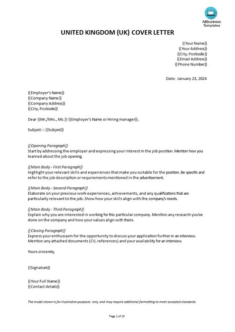 Cover Letter Format Uk 2020