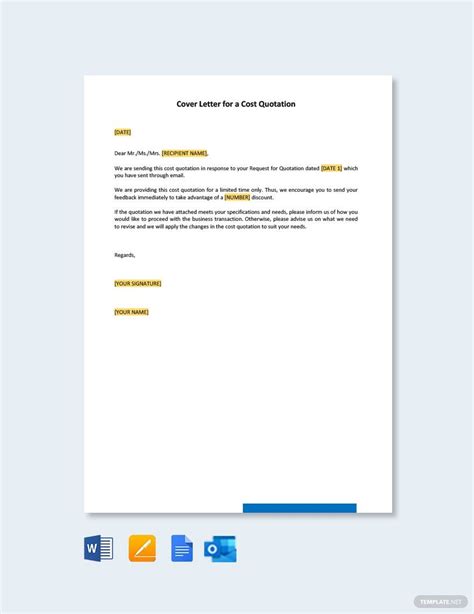 Cover Letter Quotation Template