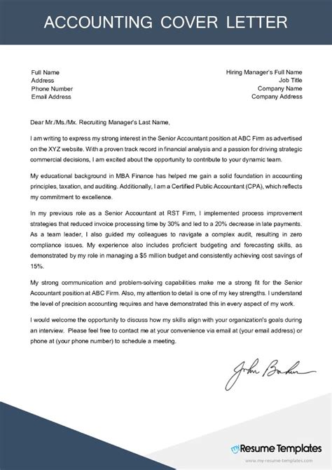 Cover Letter Sample Accounting