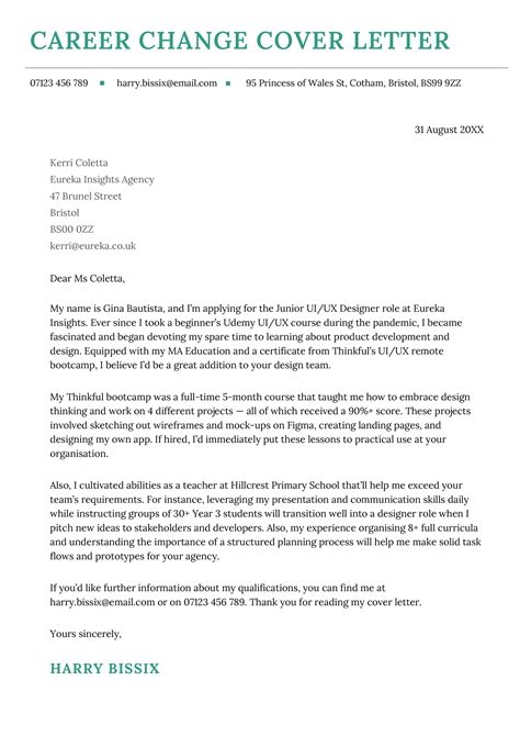 Cover Letter Sample Career Change